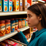 **A woman browsing a vibrant store shelf, overwhelmed by choices. Soft, warm lighting. Emphasize emotional connection to products, perhaps a nostalgic item.** (Focus: Emotions driving purchasing decisions)