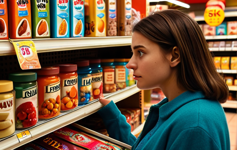 **A woman browsing a vibrant store shelf, overwhelmed by choices. Soft, warm lighting. Emphasize emotional connection to products, perhaps a nostalgic item.** (Focus: Emotions driving purchasing decisions)