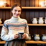 소비자 감정적 결정을 유도하는 마케팅 기법 - **Prompt:** A young Polish woman, around 25-30 years old, stands inside a charming, well-lit boutiqu...