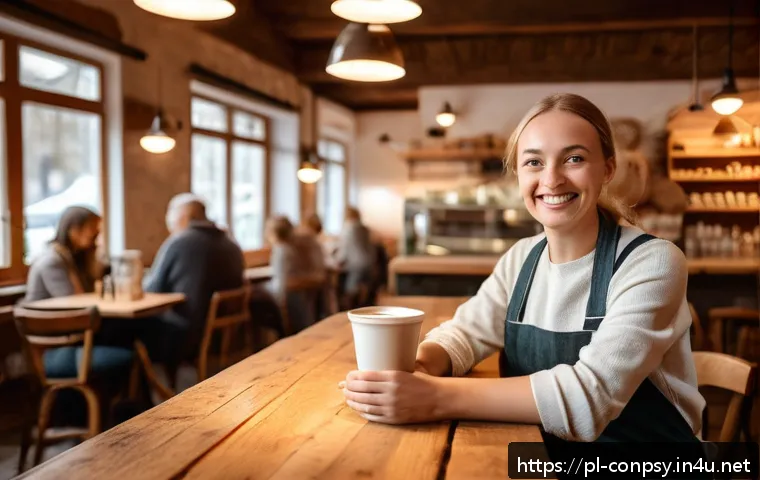 브랜드 충성도와 감정의 역할 - A warm, inviting scene of a Polish small business owner sharing authentic stories with customers in ...